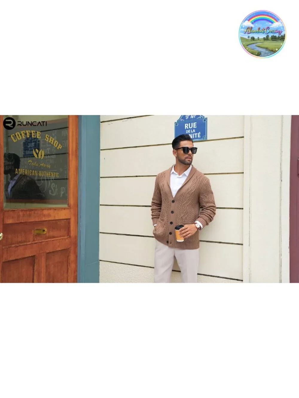 Mens Shawl Collar Cable Knit Button Down Cardigan Sweater Acrylic